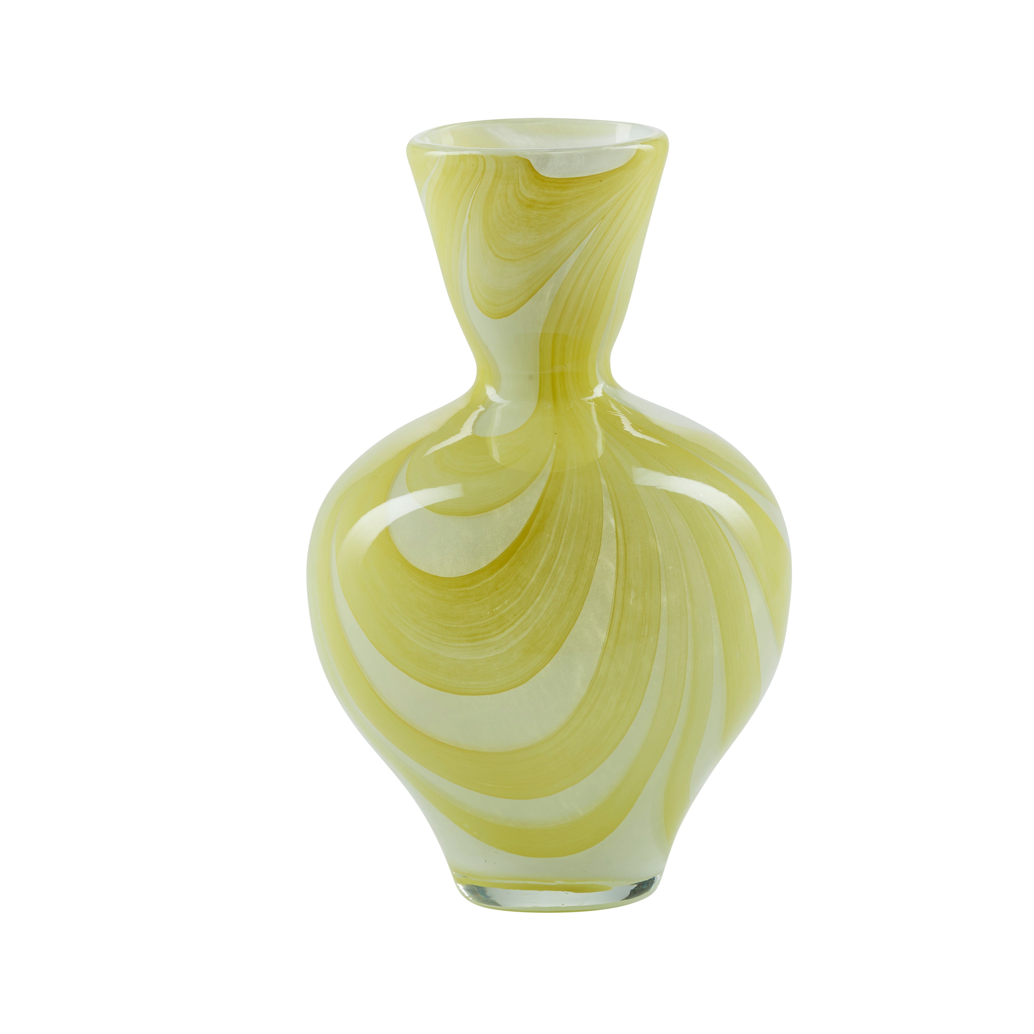 Hjerte formet vase, gul - H23,5 cm.